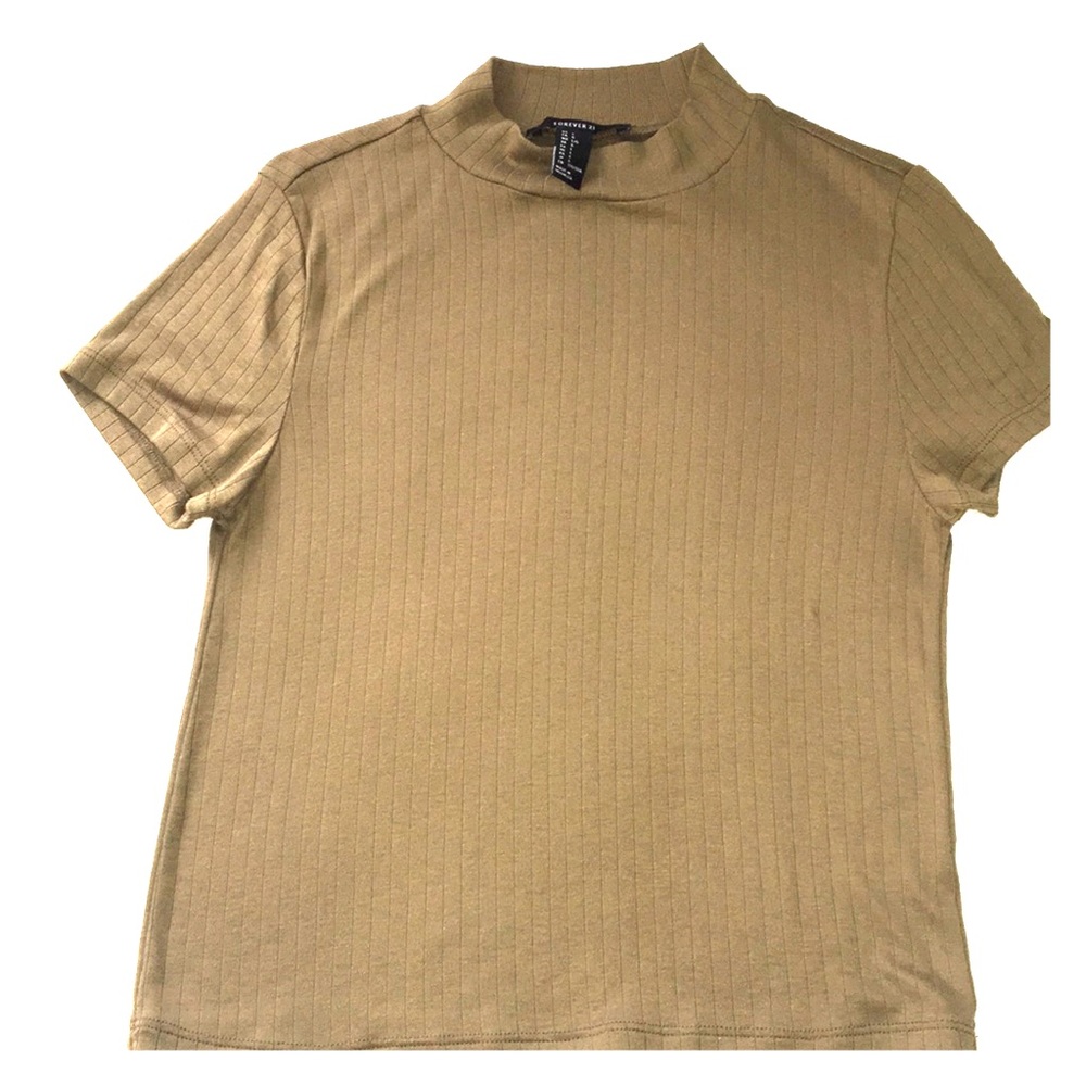Olive green semi turtleneck top.